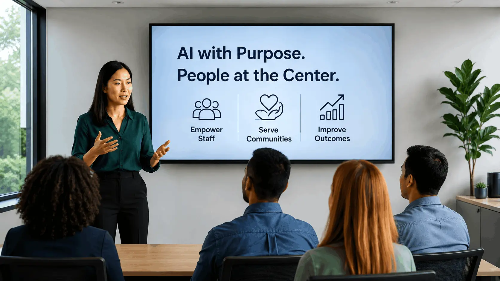 Human services team learning how AI can empower staff, serve communities, and improve outcomes.